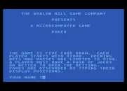 Five Card Draw Poker for Atari 8-bit - Title screen.
