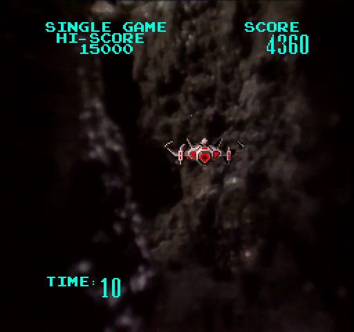 Astron Belt Arcade Screenshot: Flying through a cavern...
