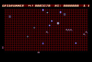 Gridrunner for Atari 8-bit - The game gets faster and more difficult as the levels progress...