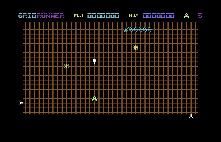 Gridrunner Commodore 64 Screenshot: Game start.
