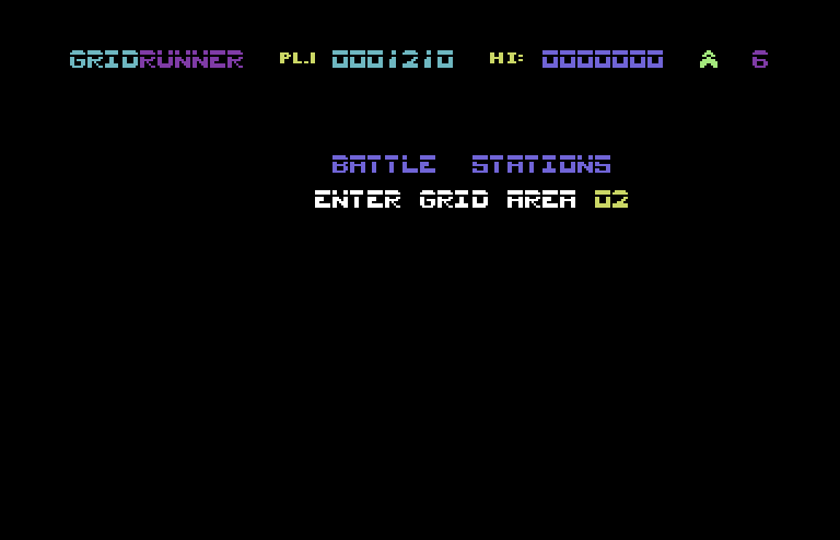 Gridrunner Commodore 64 Screenshot: Now moving on to Grid Area 02...