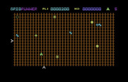 Gridrunner for Commodore 64 - More obstacles begin appearing...