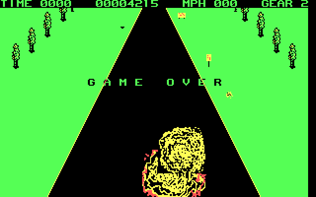 Turbo IBM PC/Compatibles Screenshot: Game over.