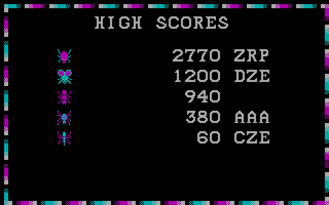 Tick Attack IBM PC/Compatibles Screenshot: High scores.