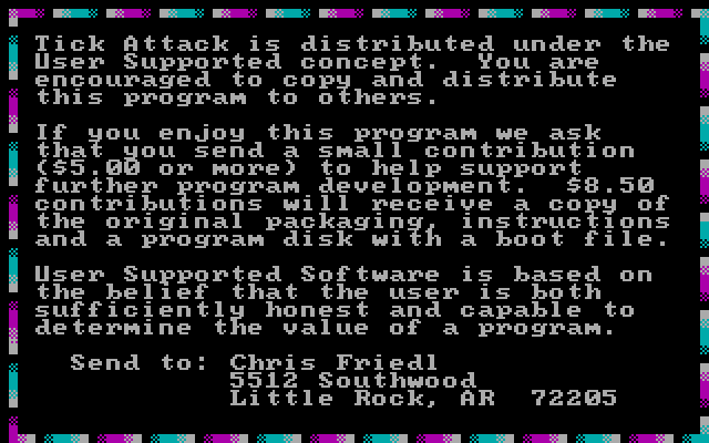 Tick Attack IBM PC/Compatibles Screenshot: About the game...