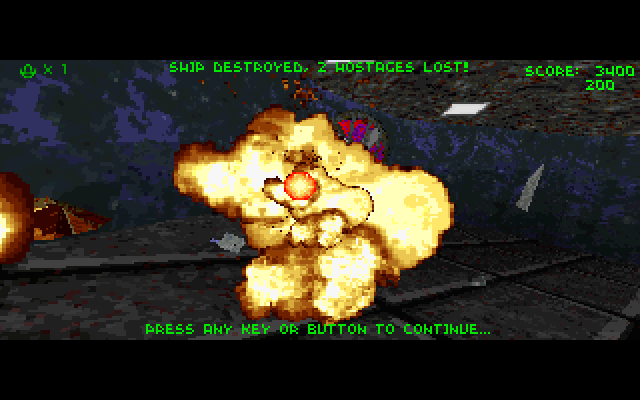 Descent IBM PC/Compatibles Screenshot: Ship destroyed!
