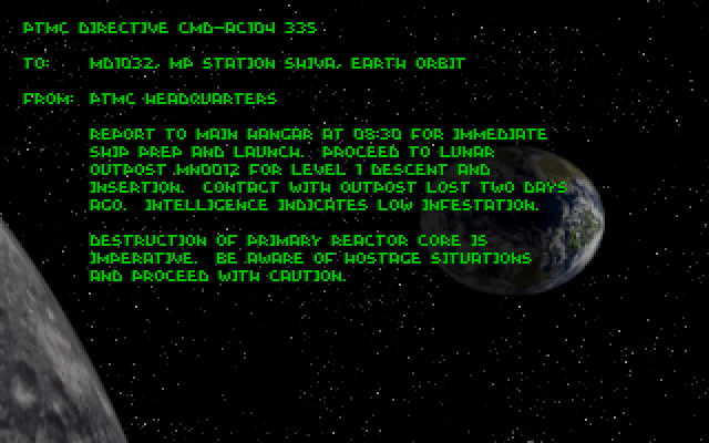 Descent IBM PC/Compatibles Screenshot: Proceed with caution...