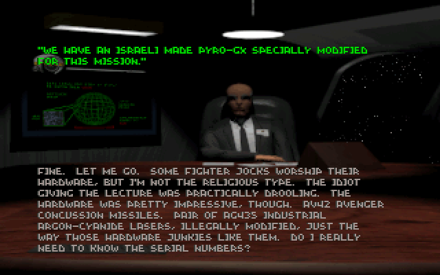 Descent IBM PC/Compatibles Screenshot: Mission briefing...