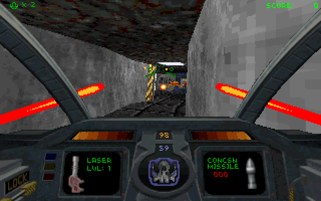 Descent IBM PC/Compatibles Screenshot: Descending down a corridor...