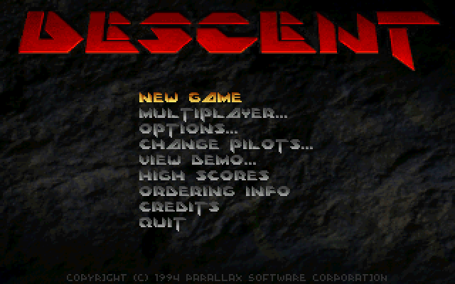 Descent IBM PC/Compatibles Screenshot: The main menu.
