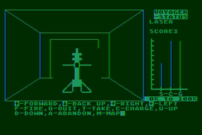 Voyager I: Sabotage of the Robot Ship Atari 8-bit Screenshot: Lasers! Is this in anyway useful?