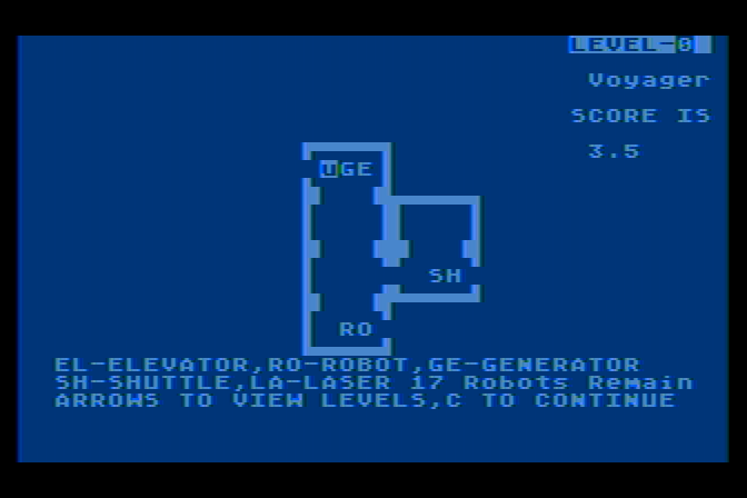 Voyager I: Sabotage of the Robot Ship Atari 8-bit Screenshot: Viewing a map...