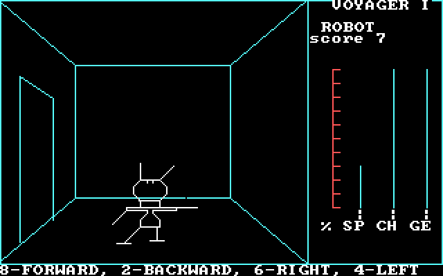 Voyager I: Sabotage of the Robot Ship IBM PC/Compatibles Screenshot: Uh oh, surprise attack by a robot!
