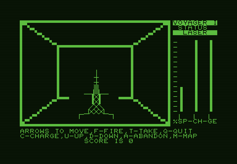 Voyager I: Sabotage of the Robot Ship Commodore PET Screenshot: Located a laser!