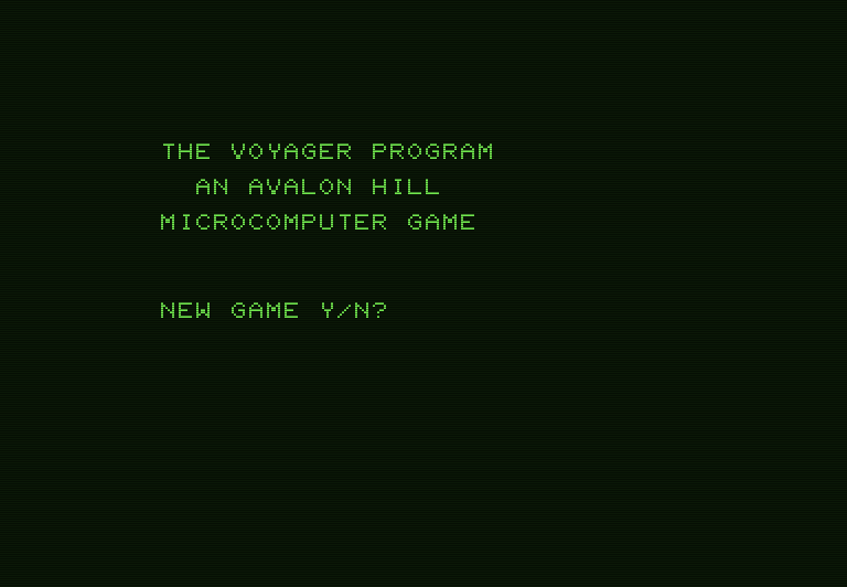 Voyager I: Sabotage of the Robot Ship Commodore PET Screenshot: Title screen.
