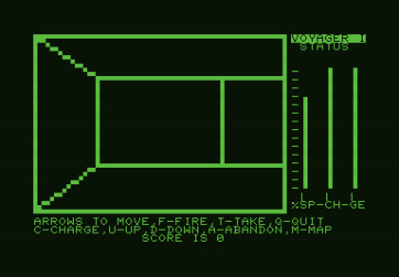 Voyager I: Sabotage of the Robot Ship for Commodore PET - Heading down a hall, nothing here so far...