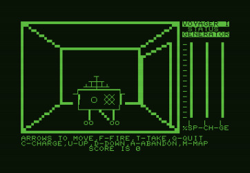 Voyager I: Sabotage of the Robot Ship for Commodore PET - Game start.