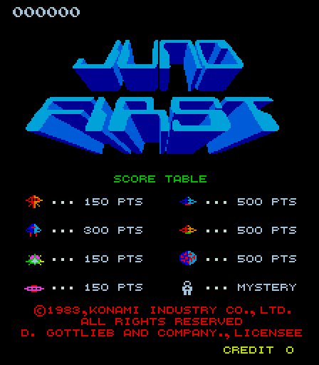Juno First Arcade Screenshot: Title screen.