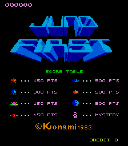 Juno First Arcade Screenshot: Title screen (Japanese version).