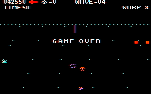 Juno First IBM PC/Compatibles Screenshot: Game over.