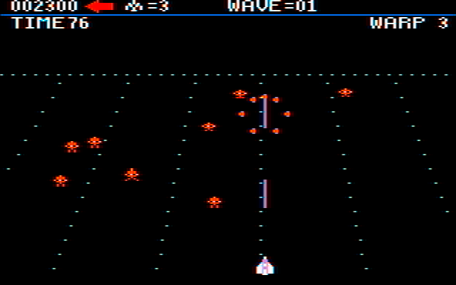 Juno First IBM PC/Compatibles Screenshot: Blasting opponents...