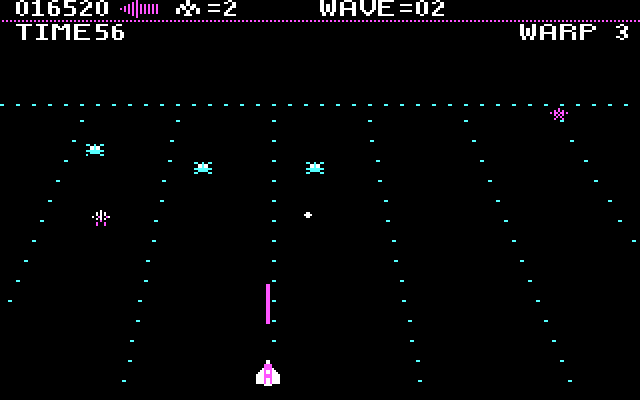 Juno First IBM PC/Compatibles Screenshot: There are several types of enemies, some moving faster than others...