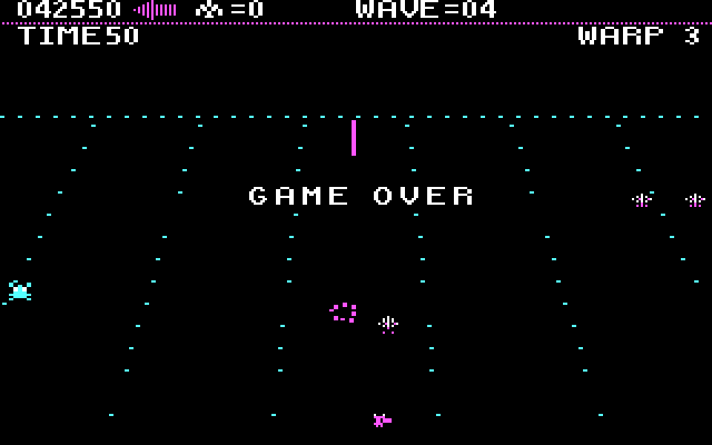Juno First IBM PC/Compatibles Screenshot: Game over.
