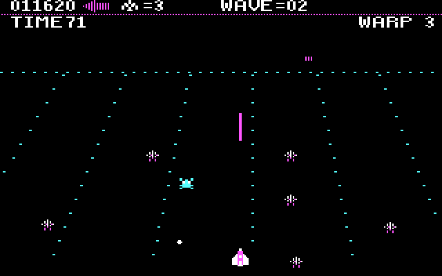 Juno First IBM PC/Compatibles Screenshot: Don't crash into the enemies...
