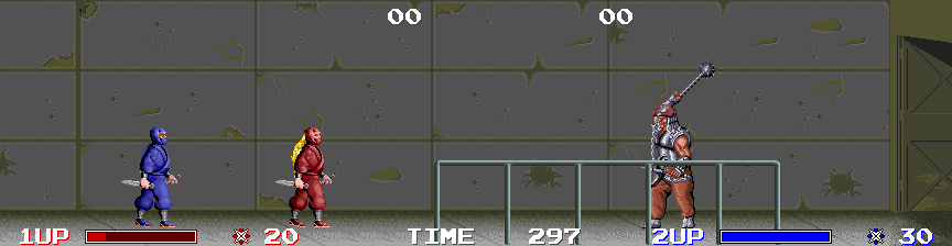 Ninja Warriors, The Arcade Screenshot: This guy is huge! The battle will be tough...