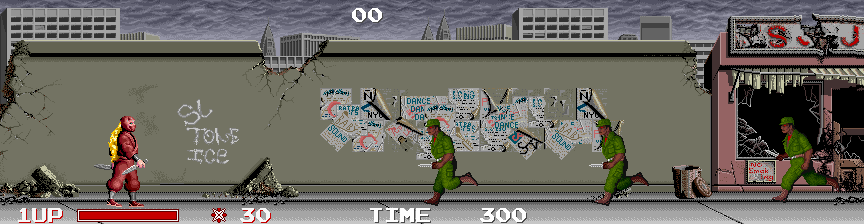 Ninja Warriors, The Arcade Screenshot: Game start; here come the bad guys!