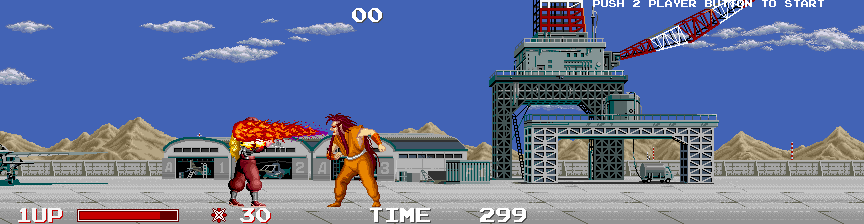 Ninja Warriors, The Arcade Screenshot: Watch out for this guy, he breathes fire!