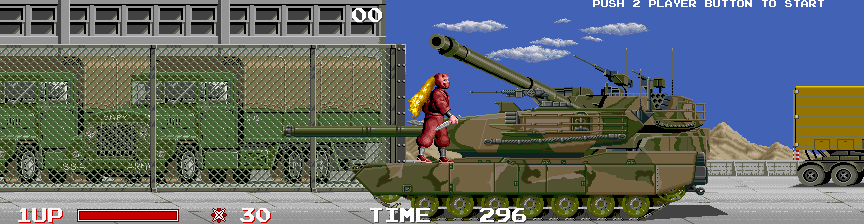 Ninja Warriors, The Arcade Screenshot: Battle with a huge tank!