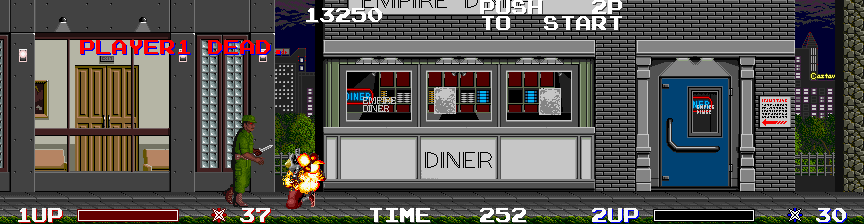 Ninja Warriors, The Arcade Screenshot: Player 1 dead...