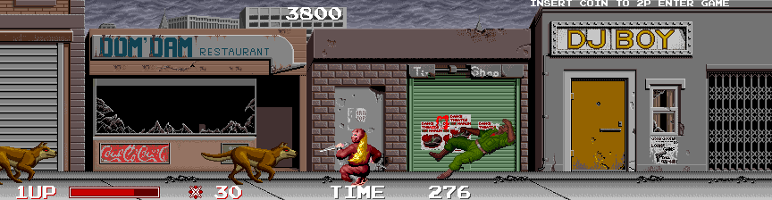 Ninja Warriors, The Arcade Screenshot: The dogs are quick, watch out!