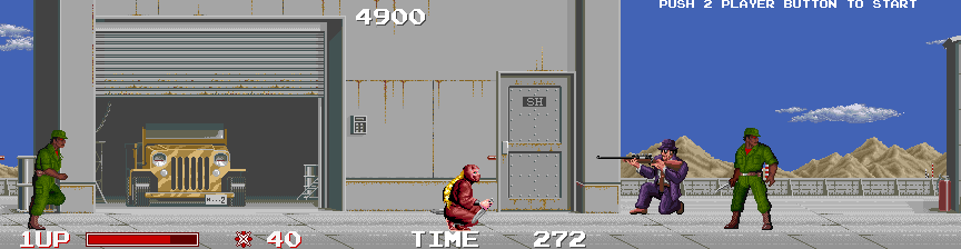 Ninja Warriors, The Arcade Screenshot: Ducking so I don't get shot!