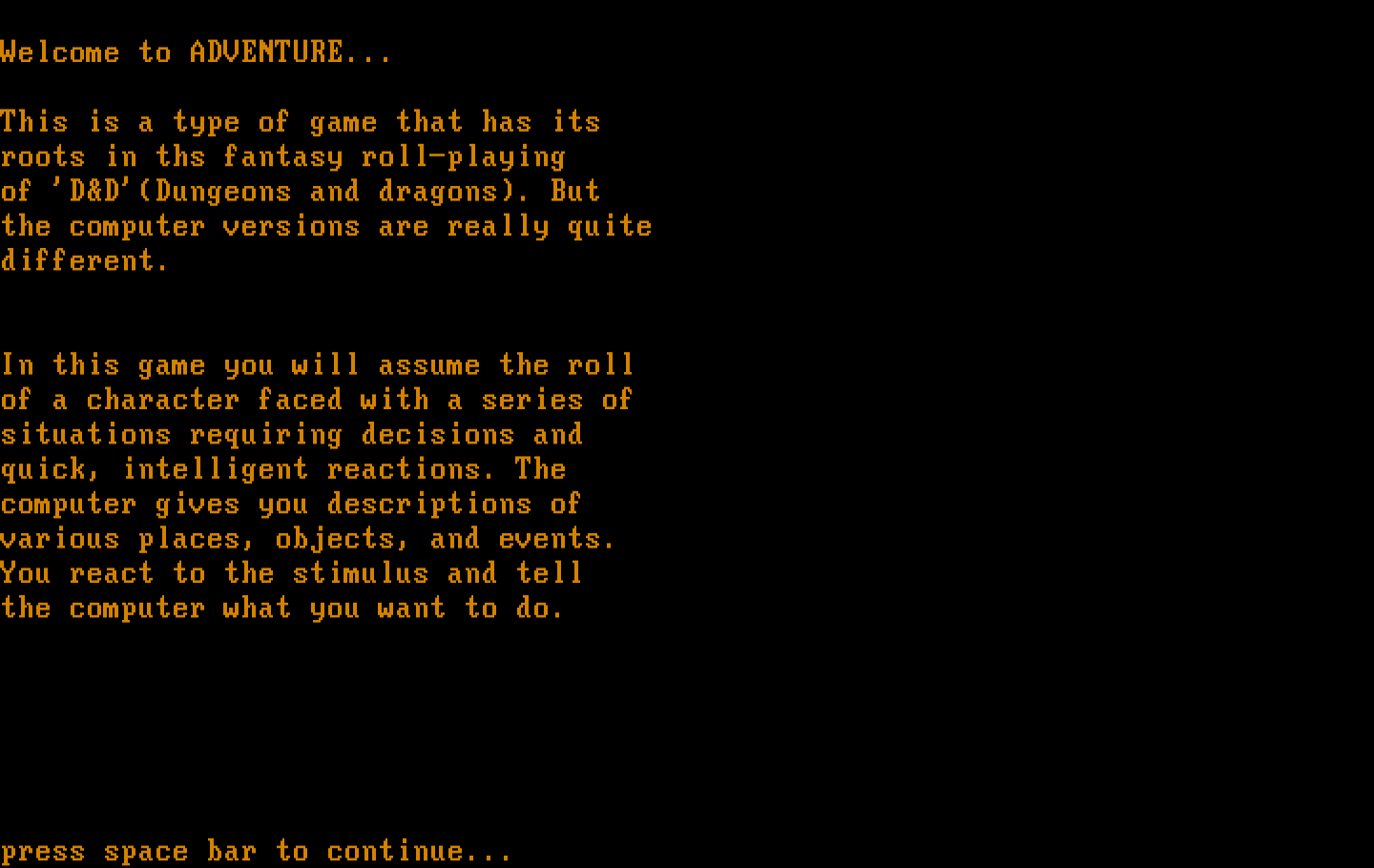 Alien IBM PC/Compatibles Screenshot: Welcome to the adventure!