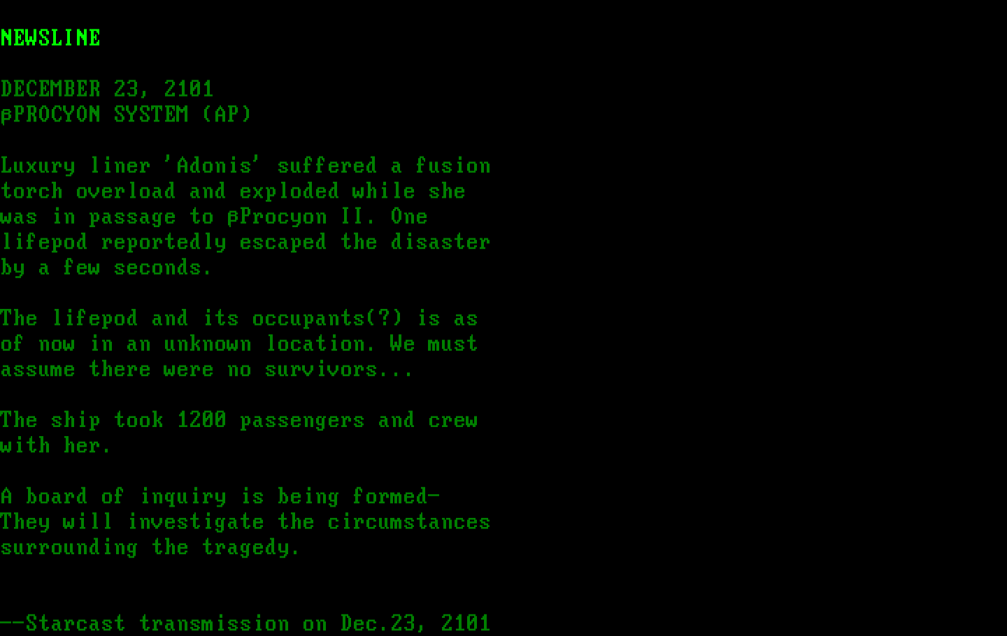 Alien IBM PC/Compatibles Screenshot: The story so far...