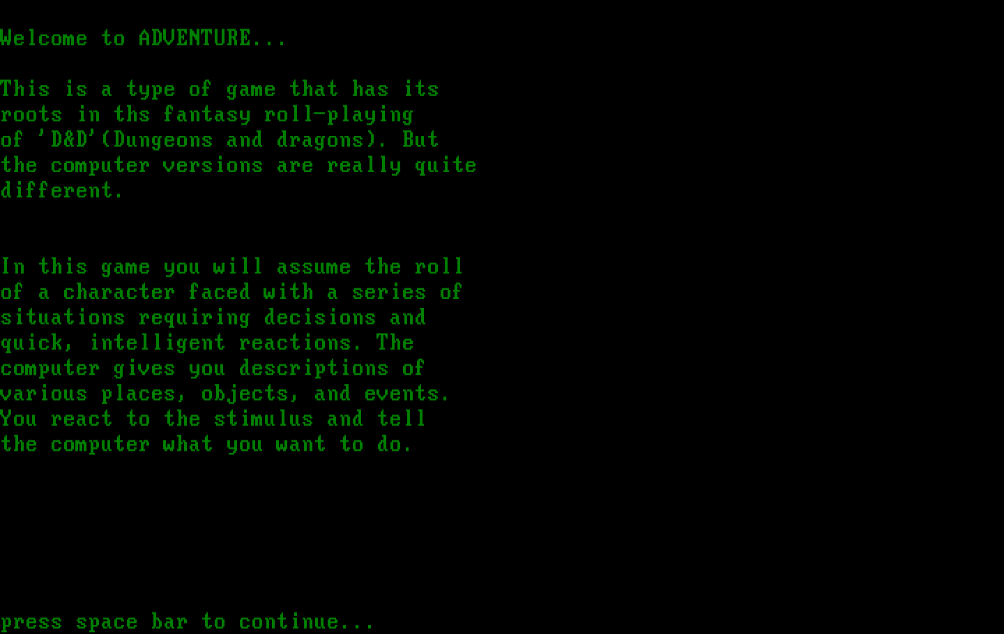 Alien IBM PC/Compatibles Screenshot: Welcome to the adventure!