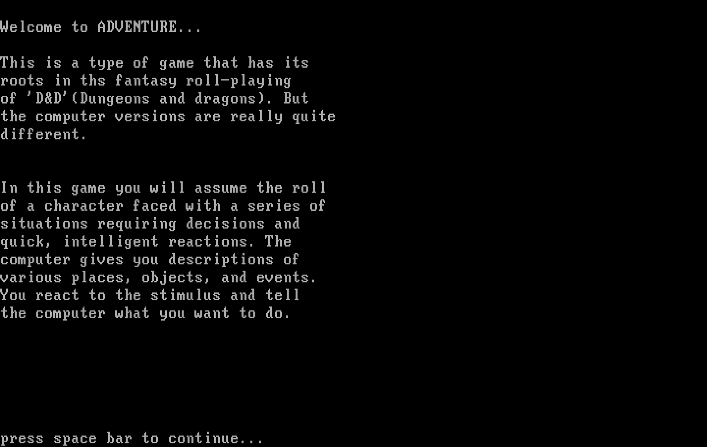 Alien IBM PC/Compatibles Screenshot: Welcome to the adventure!