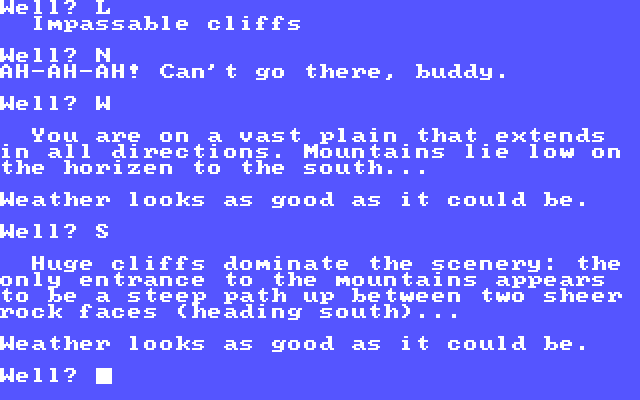 Alien IBM PC/Compatibles Screenshot: Weather looks good, but there's some impassible cliffs.