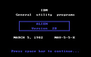 Alien for IBM PC/Compatibles - Title screen.