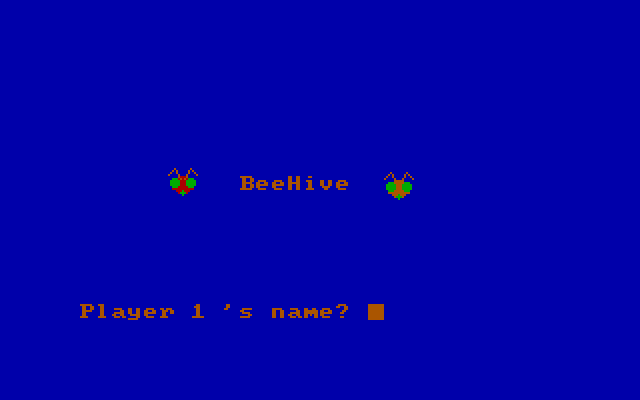 Beehive IBM PC/Compatibles Screenshot: Title screen and setting up the players.
