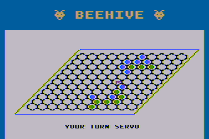 Beehive Atari 8-bit Screenshot: Your turn...which space will you select?