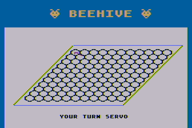 Beehive Atari 8-bit Screenshot: Starting the game with an empty board.