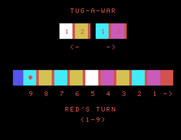 Tug-A-War for TI-99/4A - Red player is currently losing...by a lot!