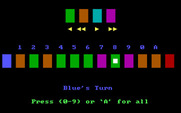 Tug-A-War for IBM PC/Compatibles - Blue's turn again...so far Red is winning!