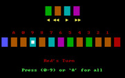 Tug-A-War for IBM PC/Compatibles - The Blue player takes the lead momentarily...