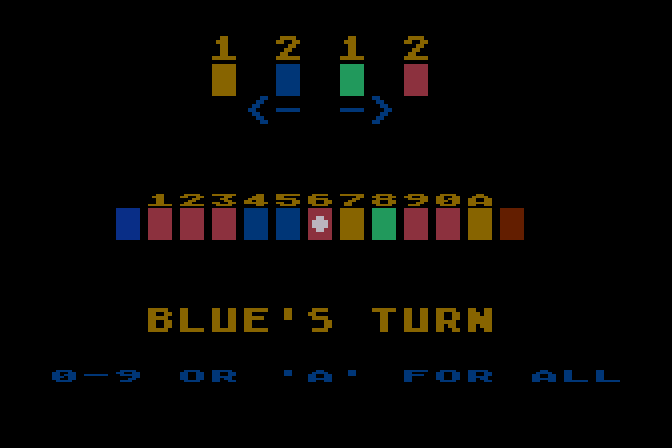 Tug-A-War Atari 8-bit Screenshot: Game start.