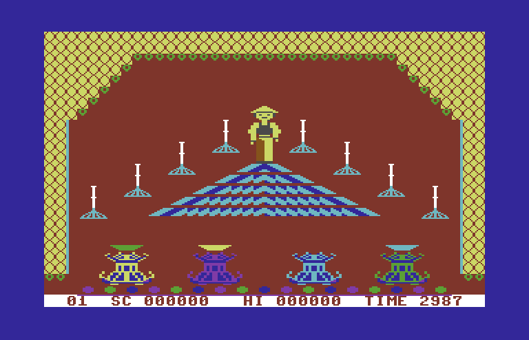 Chinese Juggler Commodore 64 Screenshot: Game start.
