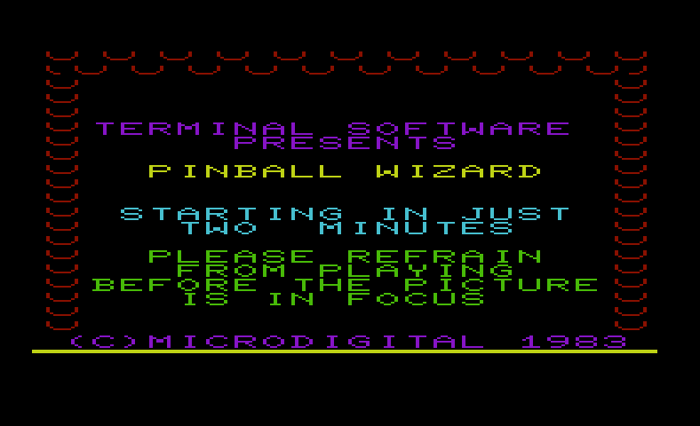 Pinball Wizard Commodore VIC-20 Screenshot: Loading screen.